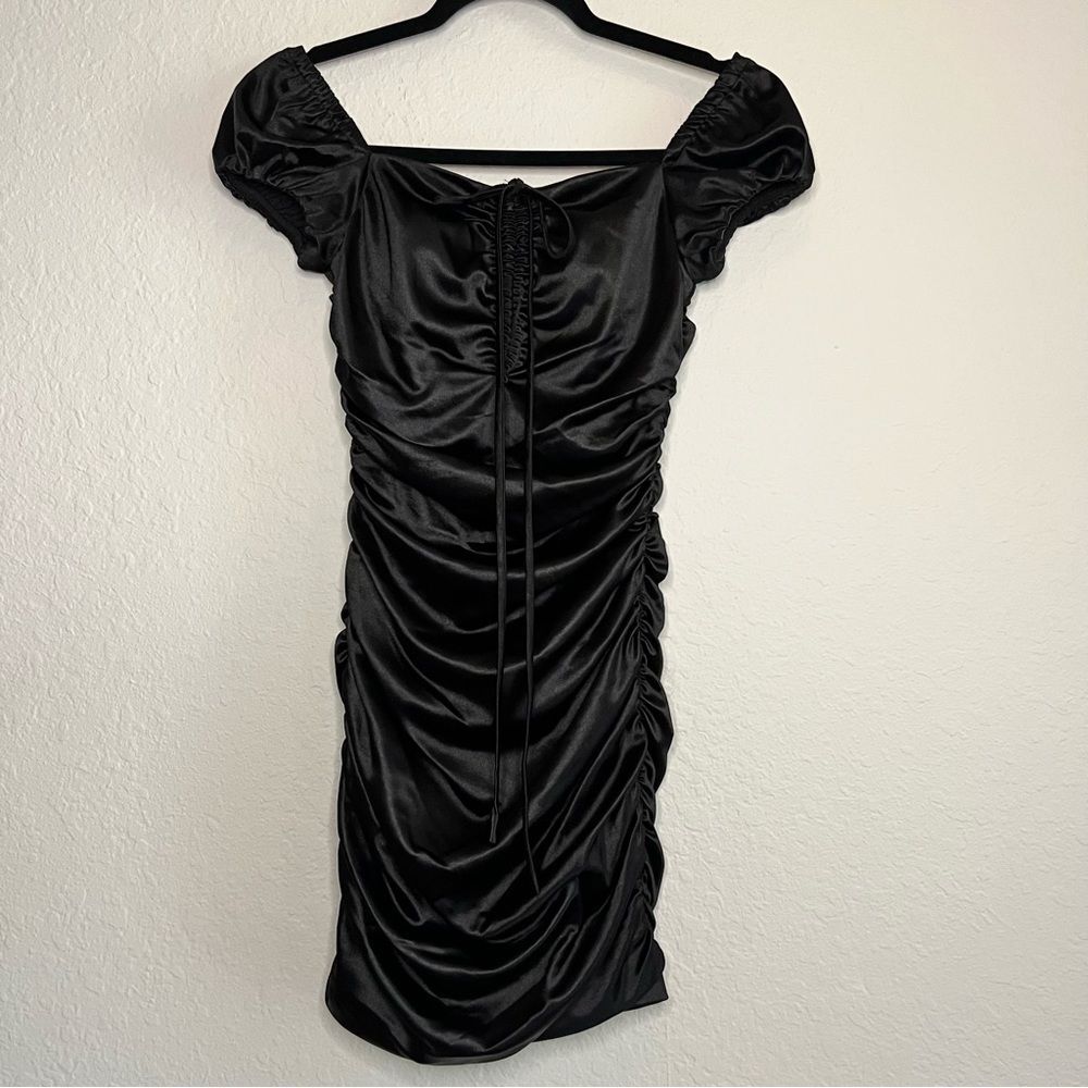 DEAR MOON 🌙 black ruched mini dress 🖤 excellent condition 🖤 size 0